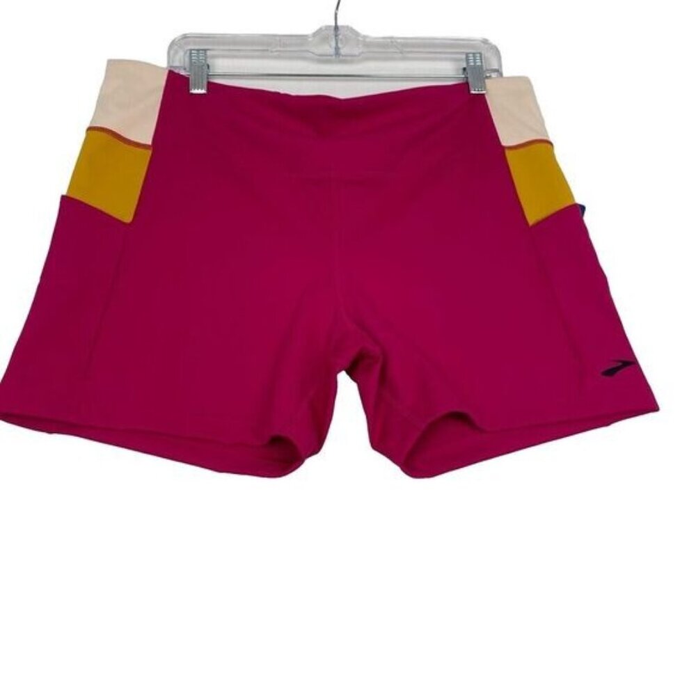 Brooks Method 5 Athletic Short Tights  Womens Size XXL Pink Pocket Stretch new